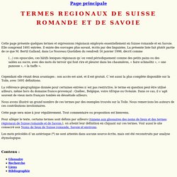 Termes régionaux de Suisse romande et de Savoie