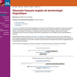 Glossaire français-anglais de terminologie linguistique du SIL