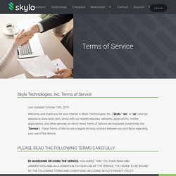 Terms and Services of Skylo Technology