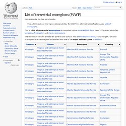 List of terrestrial ecoregions (WWF)