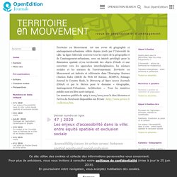 Territoire en mouvement Revue de géographie et aménagement - Territory in movement Journal of geography and planning