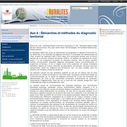 Axe 4 : Démarches et méthodes du diagnostic territorial - Laboratoire RURALITES - Rural Urbain Lien Environnement Territoire Société - EA 2252 - Université de Poitiers
