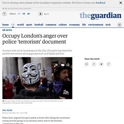Occupy London's anger over police 'terrorism' document