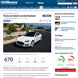 Tesla car doors can be hacked - Mar. 31, 2014