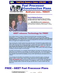 GEET Fuel Processor Small Engine Construction Plans