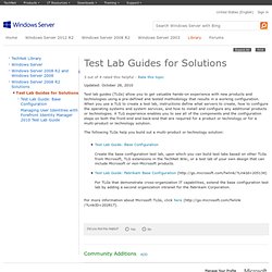 Test Lab Guides for Solutions