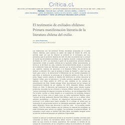 El testimonio de exiliados chilenos: Primera manifestación literaria de la literatura chilena del exilio. – Critica.cl