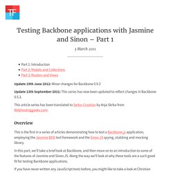 Testing Backbone applications with Jasmine and Sinon – Part 1 – Tinned Fruit - Aurora