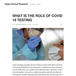 WHAT IS THE ROLE OF COVID 19 TESTING