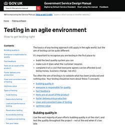 Testing in an agile environment — Government Service Design Manual