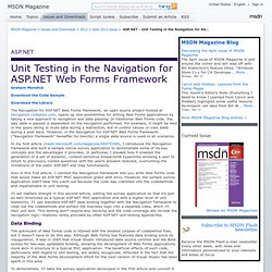 ASP.NET - Unit Testing in the Navigation for ASP.NET Web Forms Framework