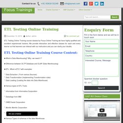 ETL Testing Online Training by SAP Centre in INDIA