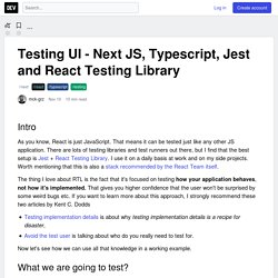 Testing UI - Next JS, Typescript, Jest and React Testing Library - DEV