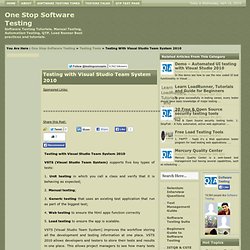 Testing with Visual Studio Team System 2010 - Software Testing - Tutorials, QTP, Manual Testing Automation Testing, Load Runner, Functional Testing