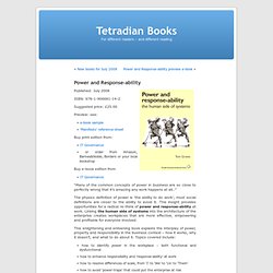Tetradian Books » Blog Archive » Power and Response-ability