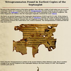 Tetragrammaton Found in Ancient Septuagint Manuscripts