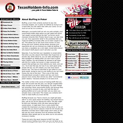 Texas Holdem Poker Info - About Bluffing in Poker