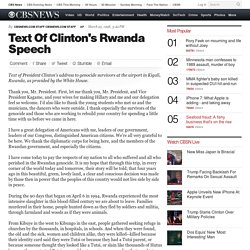 Text Of Clinton's Rwanda Speech