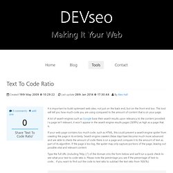 Text To Code Ratio :: Website Development and SEO