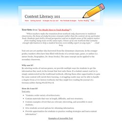 Text Sets - Content Literacy 101