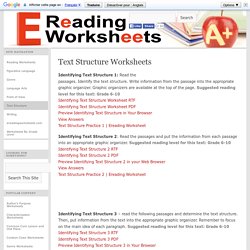 Text Structure Worksheets