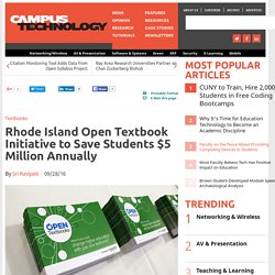 Rhode Island Open Textbook Initiative to Save Students $5 Million Annually