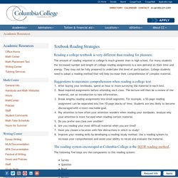 Textbook Reading Strategies: Columbia College: Academic Resources
