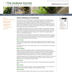 Active Reading of Textbooks - Active Reading of Textbooks - McGraw Center - Princeton University