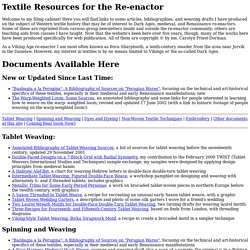 Textile Resources for the Re-enactor