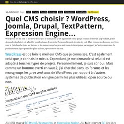 Quel CMS choisir ? Wordpress, Joomla, Drupal, TextPattern, Expre