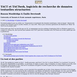 TACT et TACTweb, logiciels de recherche de données textuelles structurées