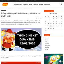 Thống kê kết quả XSMB hôm nay 12/03/2020 chuẩn nhất