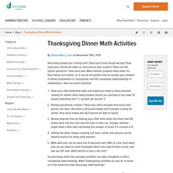 Thanksgiving Dinner Math Activities - DreamBox Learning