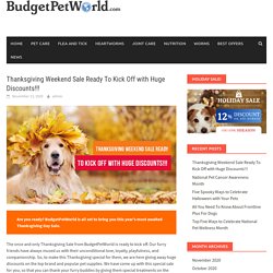 Thanksgiving Weekend Sale Ready To Kick Off with Huge Discounts!!! – BudgetPetWorld
