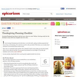 Thanksgiving Planning Checklist Thanksgiving at Epicurious