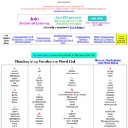 Thanksgiving Vocabulary Word Bank