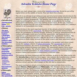 The Advaita Vedânta Home Page