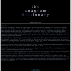 The Anagram Dictionary