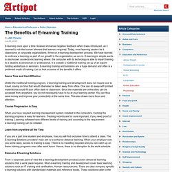 The Benefits of E-learning Training