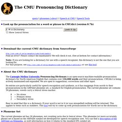The CMU Pronouncing Dictionary