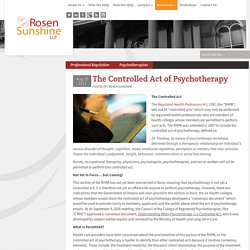 The Controlled Act of Psychotherapy