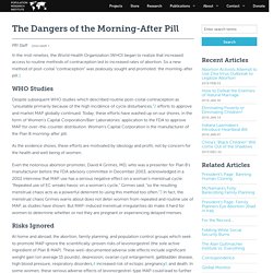 The Dangers of the Morning-After Pill