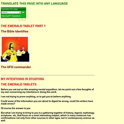 The Emerald Tablet Part 1
