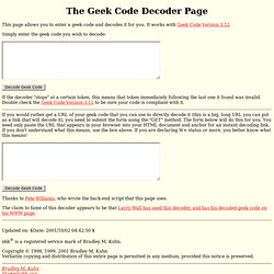 The Geek Code Decoder Page
