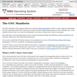 Le manifeste GNU - Projet GNU
