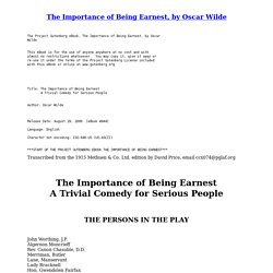 The Importance of Being Earnest - The play
