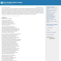 The Kubla Khan Poem
