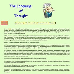 The Language of Thought: Entry