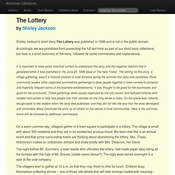 The Lottery - a short story by Shirley Jackson