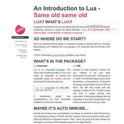 The.Lua.Tutorial » Introduction